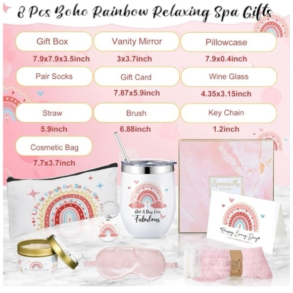 8 Pcs Birthday Gifts Box/Basket for Women | Tumbler/Candle/Bag/Socks/Sleep Mask! - Picture 2 of 6